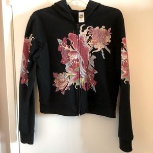Ed Hardy Graphic Zip Up Sweat Shirt w Hood